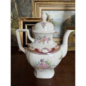 Ornate Burgundy & Gold Limoges Style Teapot - French Regency Cabinet Display Pot